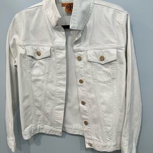 Tory Burch white denim Jean jacket 8 Pristine!